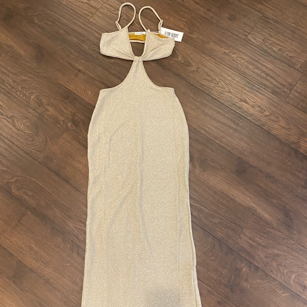 JOSEFINE SILVER SHIMMER CUTOUT DRESS